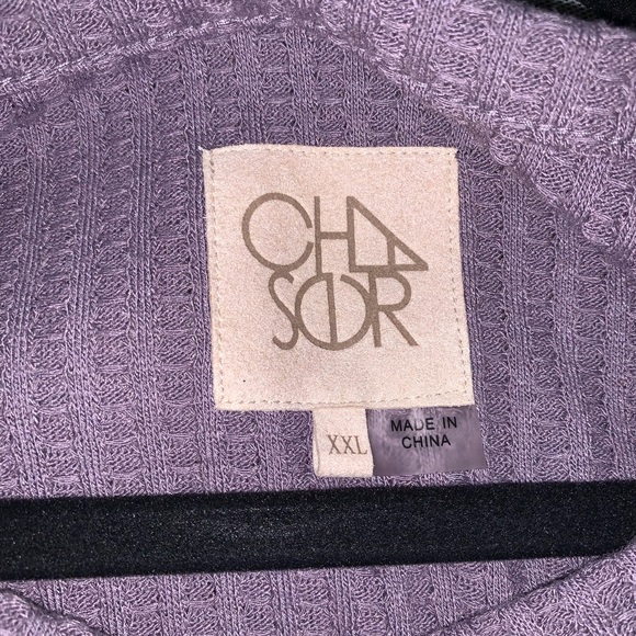 Chaser long sleeve purple waffle knit top - Picture 3 of 6